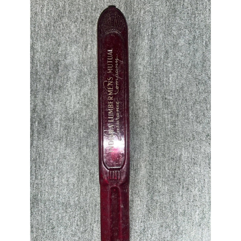 Vintage Rare Garnet Red Plastic Indiana Lumbermen's Mutual Ins Mail Letter Opene